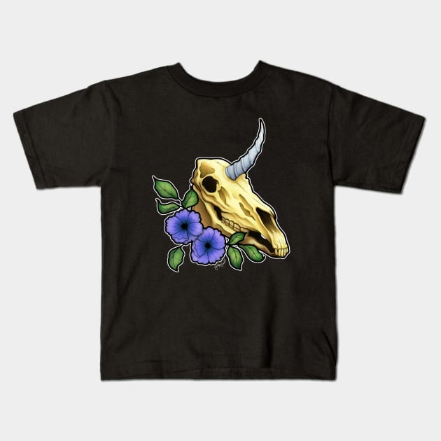 Unicorn Skull Kids T-Shirt by RoslynnSommers